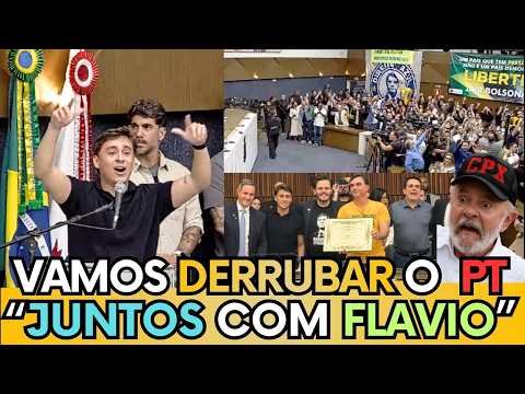 🚨🇧🇷EMOCIONANTE: NIKOLAS PUXA CORO E PEDE APOIO A FLAVIO  “ESTAMOS JUNTOS CONTRA LULA E O PT”